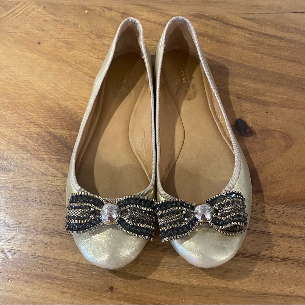 COACH Gold Flats size 7